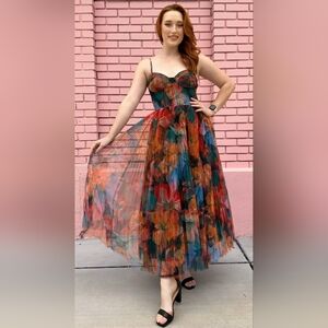 Hutch Multicolor Floral Smocked Corset Dress